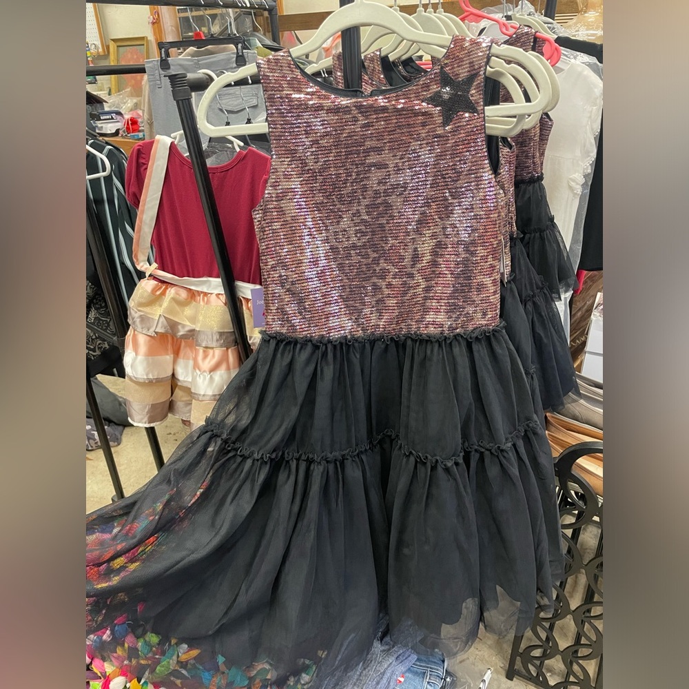 Girls Leopard Print Sequin Top Ballerina Dress Size 14